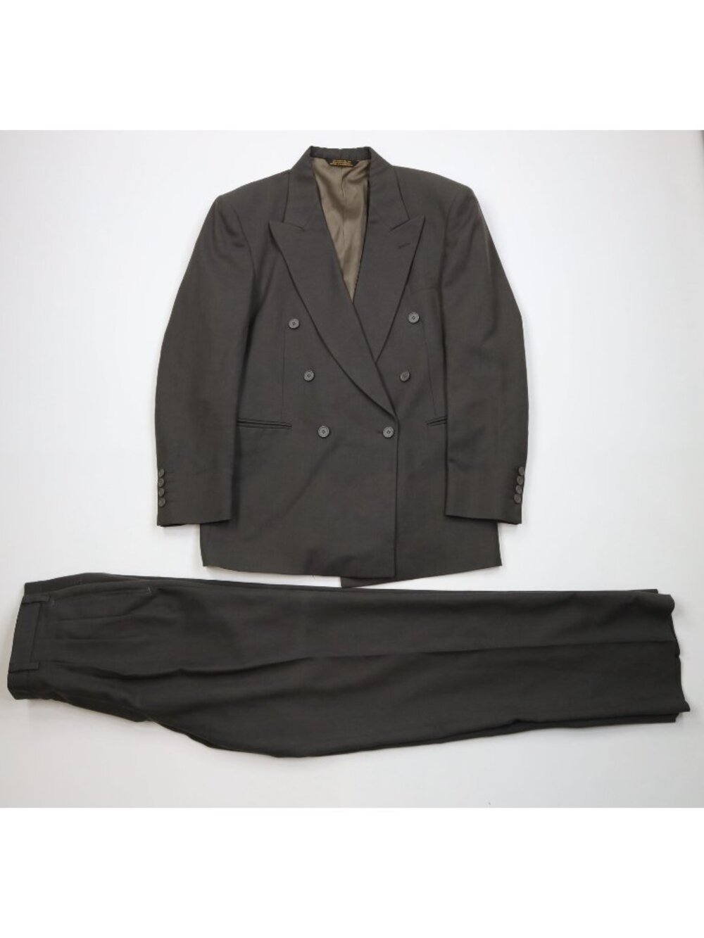 Vtg 80s 90s Mens 40R 2 Piece Wool Double Breasted Suit Wedding Gray 31x32 USA